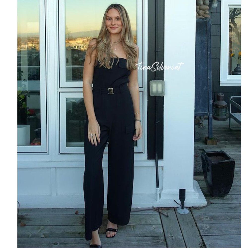 BLOGGER'S FAVE! Zara Strapless Belted Cargo Jumpsuit NWT - Picture 4 of 10
